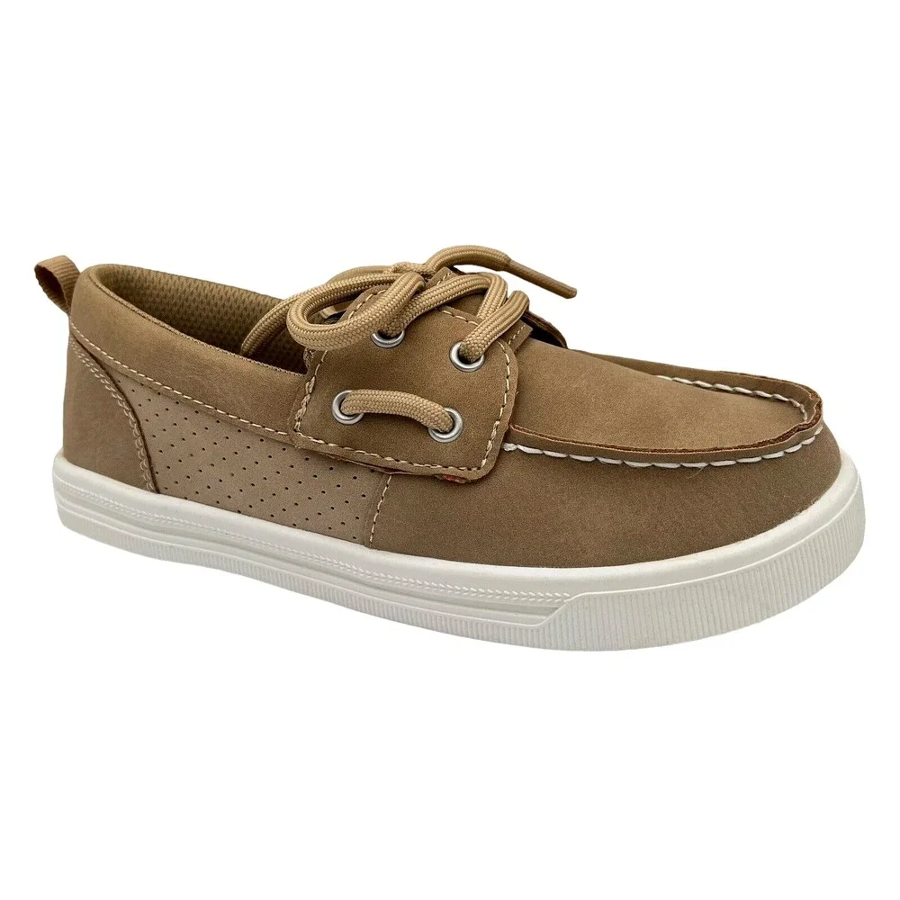 Sperry Youth Big Boys Boat Shoes Size 1 Tan Beige Lightweight Comfort Shoes